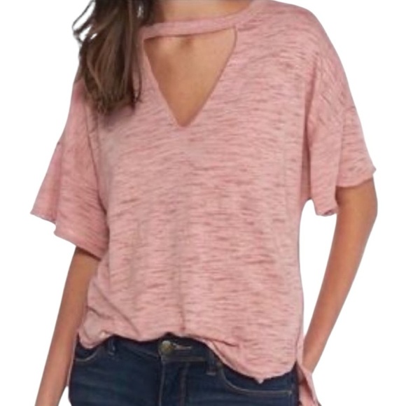 We The Free- Free People Fun Jordan Burnout cut out choker short sleeve tee top - Picture 1 of 9